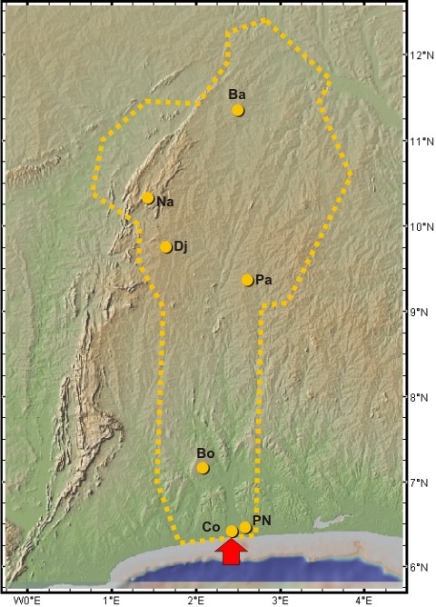 carte du Cameroun et sites étudiés